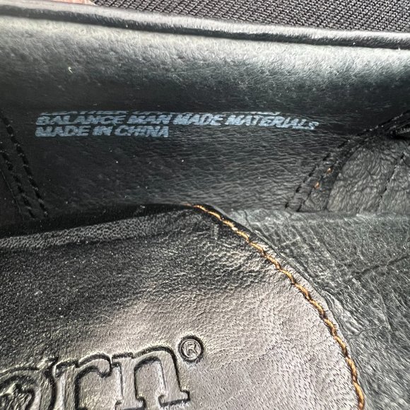 Born Black Leather Round Toe Comfort Slip On Block Heel Clog Shoes Size 8.5 - Picture 7 of 9